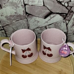 Blossom Pottery Pink Cherry Bow Mugs.